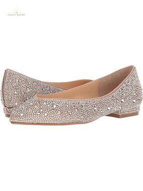Rhinestone Pointed Toe Slip On Flats Wedding Party Evening Shoe